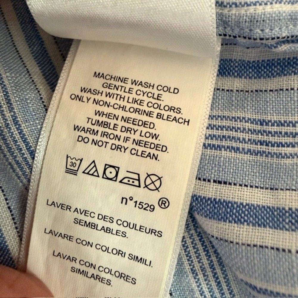 Polo Ralph Lauren Linen Button Down Shirt Striped Long Sleeve Blue Size Large - Picture 8 of 12